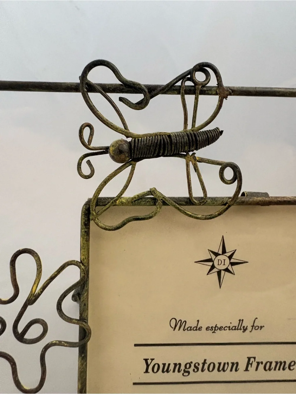 Decorative Metal Dragonfly 4x4 Photo Frame - Antique Brass Finish